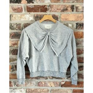 The Great. Gray Cotton Bow Sweatshirt, 0
